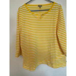 T By Talbots Women's Yellow Striped Summer Top - XL